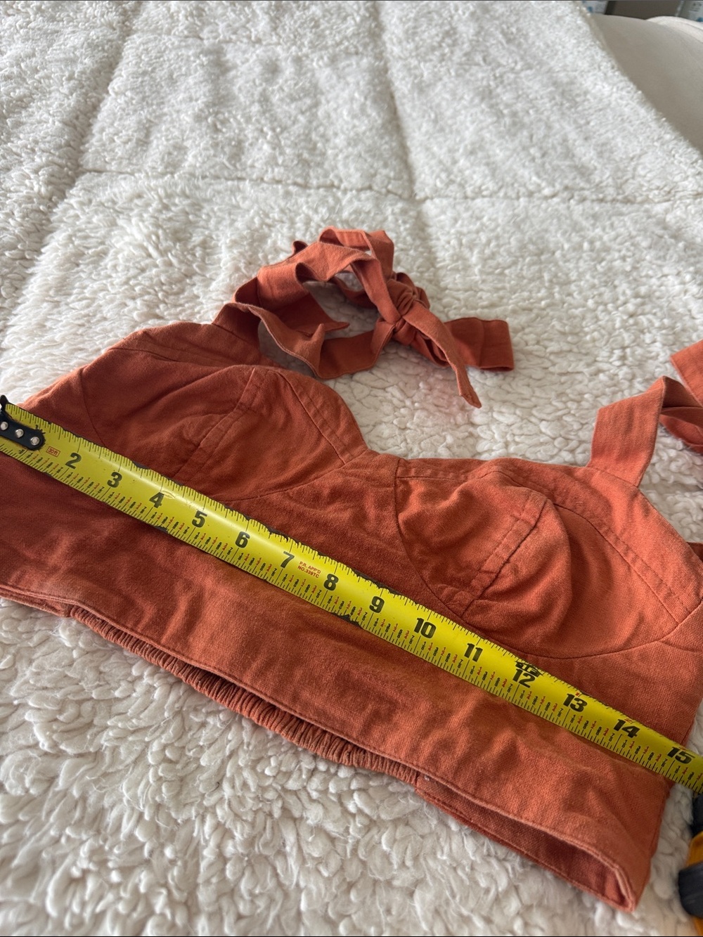 FARM Rio Rust Tie-Shoulder Smocked Crop Top - Picture 10 of 10